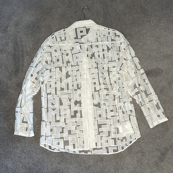 Longchamp White Sheer/ Runway item Longchamp Button Down Shirt - Picture 2 of 5